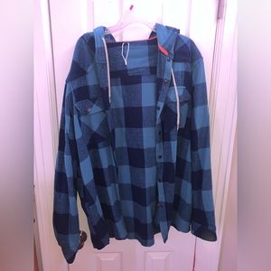 Flannel Hoodie Navy Blue